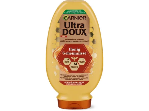 Garnier Ultra Doux · Après-shampoing Trésors de miel · cheveux abîmés 250ml