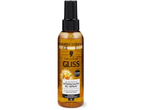 Gliss · Huile de protection contre la chaleur en spray Oil Nutritive · cheveux secs et abîmés 150 ml