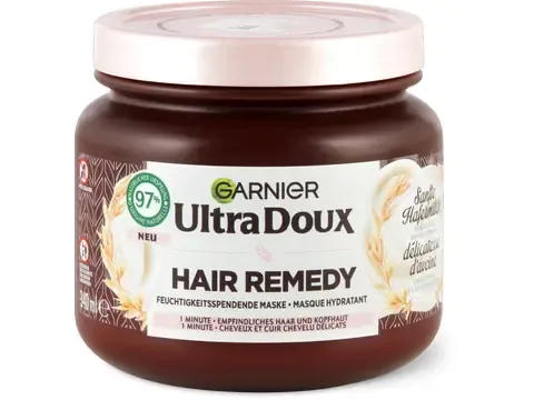 Garnier Ultra Doux · Masque doux au lait d'avoine · cheveux et cuir chevelu délicats 340 ml