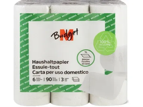 M-Budget · Recycling · 3 épaisseurs, 1/2 feuille 6pces