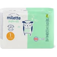 Milette Baby Care Naturals · Couches · aha!, Taille 1, 2-5 kg 27g