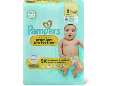 Pampers Premium Protection · Couches · Taille 1, 2-5 kg 33pce