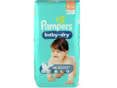 Pampers Baby Dry · Couches · Taille 3, 6-10 kg 52pce