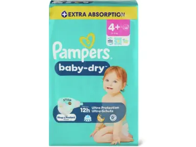 Pampers Baby Dry · Couches · Taille 4+, 10-15 kg 40pce