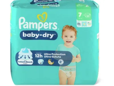Pampers Baby Dry · Couches · Taille 7, 15+ kg 31pce