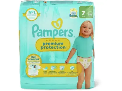 Pampers Premium Protection · Couches · Taille 7, 15+ kg 28pce