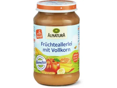 Alnatura · Délice de fruits aux céréales complètes · Bio, Demeter, dès 6 mois, Sans sucre ajouté  190g