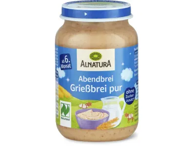 Alnatura · Bouillie de semoule · Bio, Demeter, dès 6 mois, Sans sucre ajouté 190g