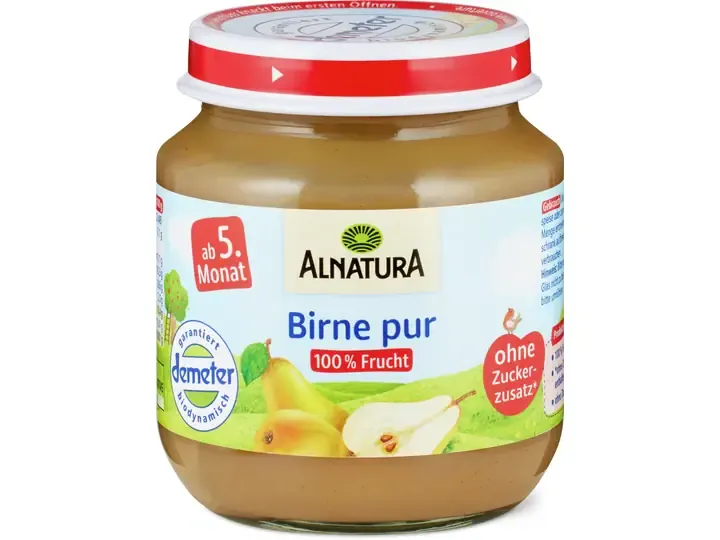 Alnatura · Poire pure · Bio, Demeter, à partir du 4e mois, Sans sucre ajouté  125g
