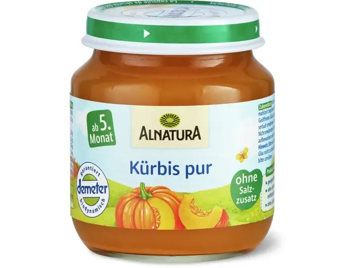 Alnatura · Potiron seulement · Demeter, Bio, Dès le 5e mois 125g