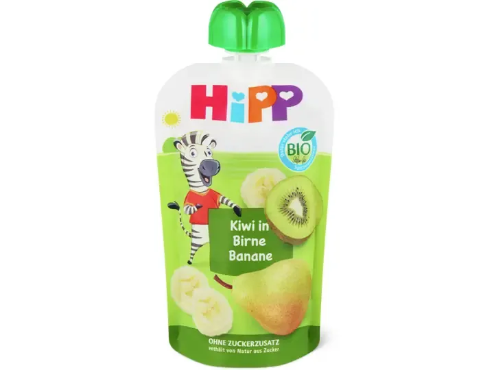 Hipp · Gourde souple kiwi-poire-banane · Bio, Dès 1 an, Sans sucre ajouté  100g