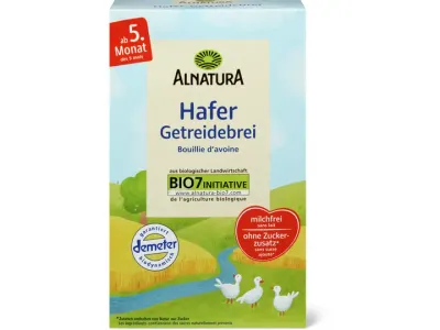 Alnatura · Bouillie aux céréales et à l’avoine · Bio, Demeter, dès 5 mois, Sans sucre ajouté 250g