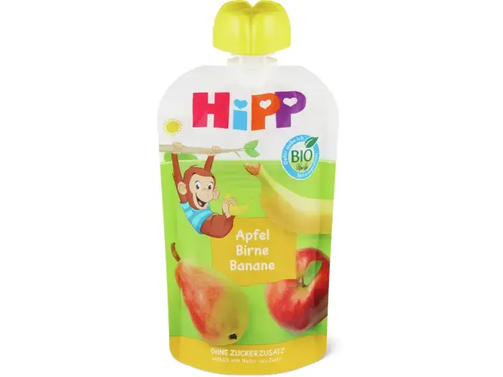 Hipp · Gourde souple pomme-poire-banane · Bio, Dès 1 an, Sans sucre ajouté 100g