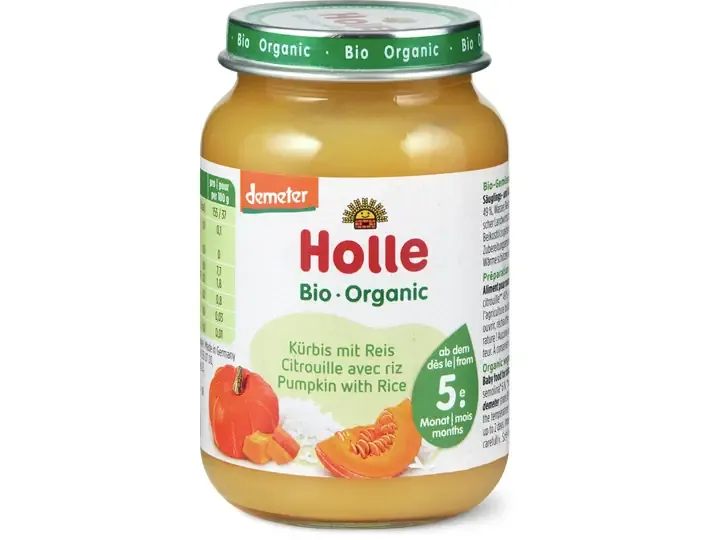 Holle · Citrouille avec riz · Demeter, Bio, à partir du 5e mois 190g