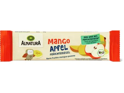 Alnatura · Barre fruitée mangue pomme · Bio, Sans sucre ajouté 23g
