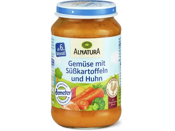 Alnatura · Légumes, patate douce et poulet · Demeter, Bio, à partir du 6e mois 190g