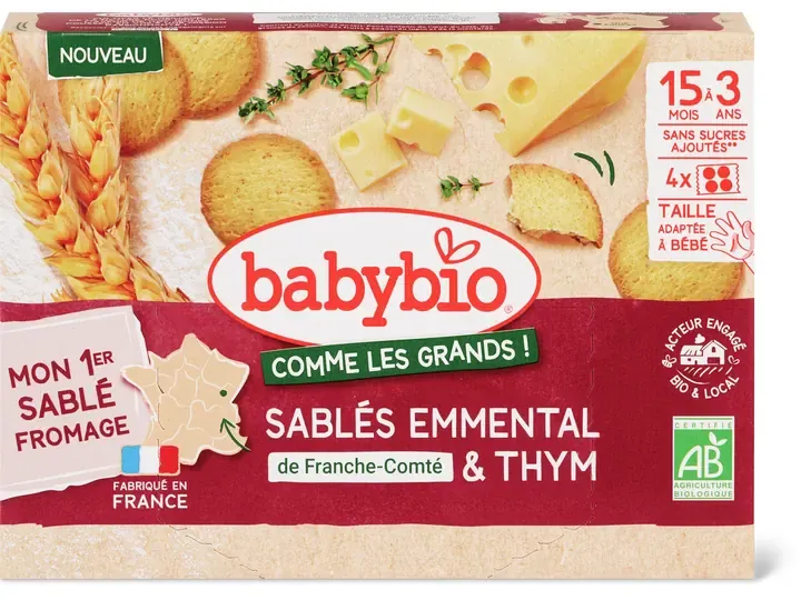 Babybio · Sablés Emmental et thym · Bio 1pce