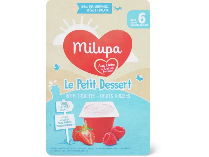 Milupa Le Petit Dessert · Fruits rouges · Bio, après 6 mois 6x55g