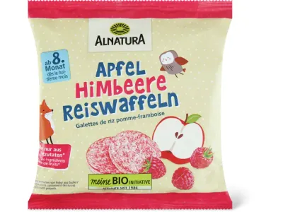Alnatura · Galettes de riz pomme et framboise · Bio, dès 8 mois, Sans sucre ajouté 35g