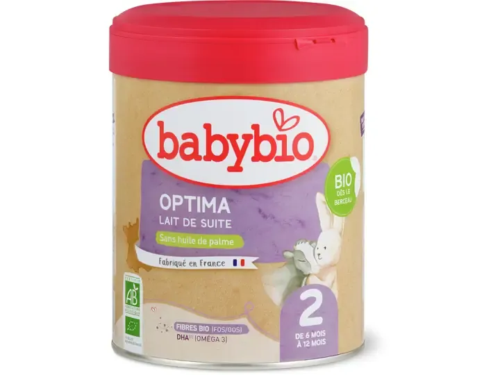 Babybio · Lait de suite Optima 2 · Bio, de 6 à 12 mois, Sans sucre ajouté  800g