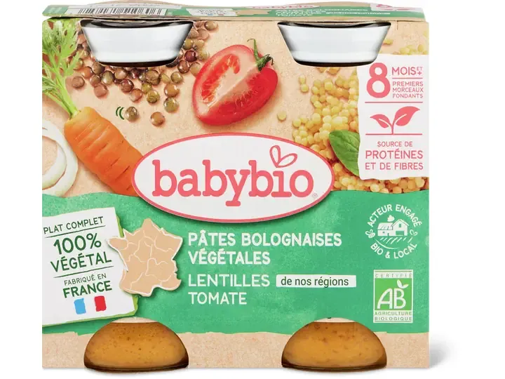 Babybio · Pâtes bolognaises végétales · Bio  2x200g