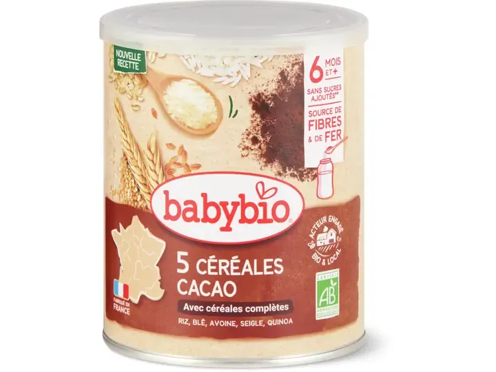 Babybio · Céréales cacao avec quinoa · Bio, dès 8 mois , Sans sucre ajouté  220g
