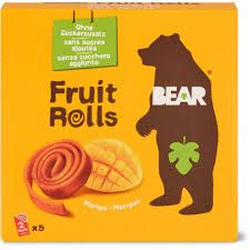 Bear · Fruit Rolls · Mangue, Sans sucre ajouté 5x20g