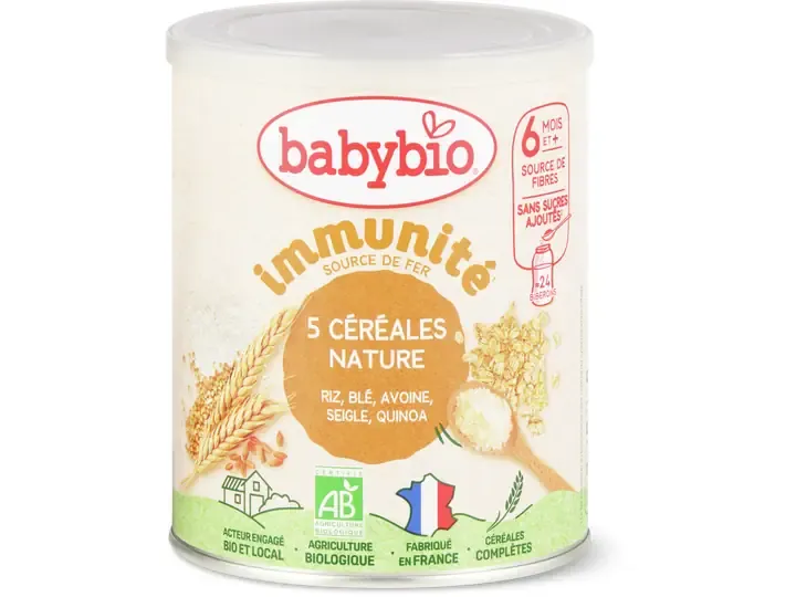 Babybio · Céréales Nature Blé, avoine et riz · Bio, à partir de 6 mois, Sans sucre ajouté 220g