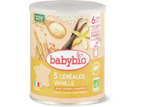 Babybio · Céréales vanille avec quinoa · Bio, dès 6 mois, Sans sucre ajouté 220g