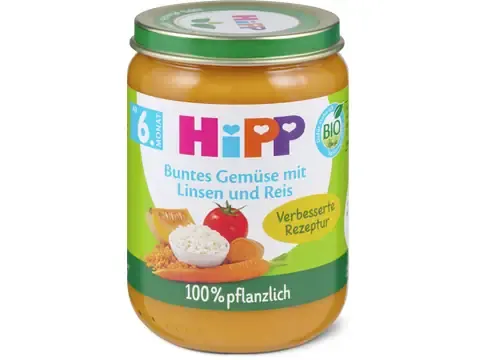 Hipp · Légumes avec des lentilles et du riz · Bio, dès 6 mois 190g