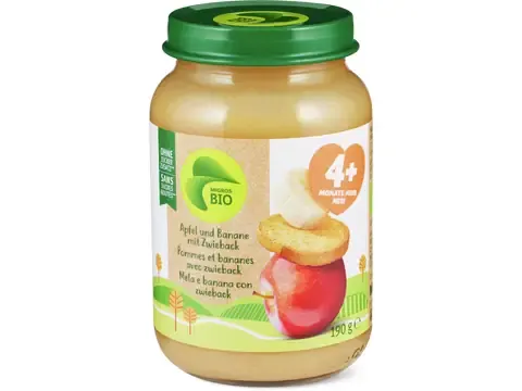 Bouillie pomme-banane avec biscotte · Bio, à partir de 4 mois , Sans sucre ajouté 190g