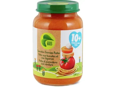 Pâtes aux tomates et aux légumes · Bio, À partir de 10 mois 125g