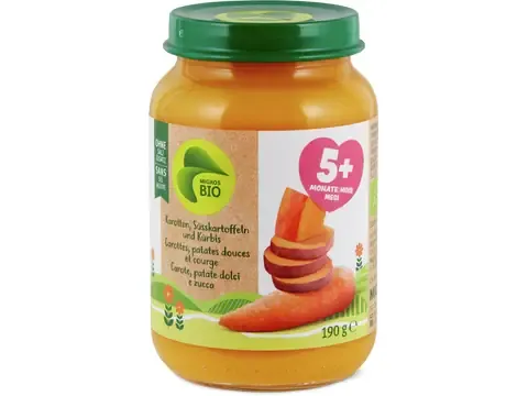 Carottes, patates douces et courge · Bio, à partir de 5 mois 190g