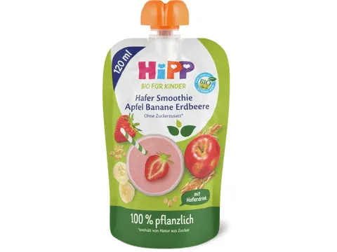 Hipp · Gourde souple Smoothie Avoine, pomme, banane et fraise · Bio, dès 1 an 160g