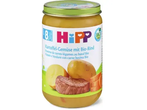 Hipp · Pomme de terre - légumes au bœuf bio · Bio, après 8 mois 220g