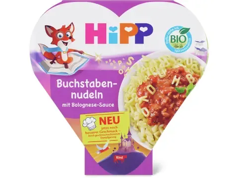 Hipp · Pâtes alphabet à la bolognaise · Bio, dès 1 an  250 g
