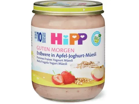 Hipp · Muesli Pommes, fraises et yogourt · Bio, après 10 mois 160g