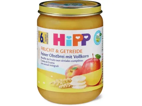 Hipp · Bouillie de fruits aux céréales complètes · Bio, dès 6 mois 190g