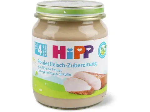 Hipp · Mouliné de poulet · Bio, Après 4 mois 125g