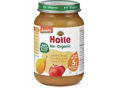 Holle · Pomme &amp; poire · Bio, Demeter, à partir du 5e mois 190g
