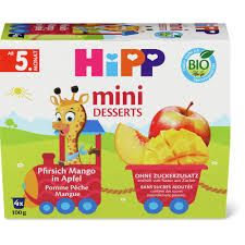 Hipp · Pêche pomme · Bio, en pot, à partir du 5e mois , Sans sucre ajouté 4pcs