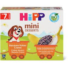 Hipp · Mini-desserts crème dessert banane cacao · Bio, dès 7 mois, Sans sucre ajouté 400g
