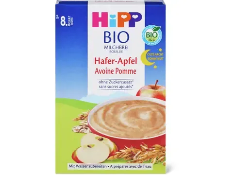 Hipp · Bouillie Avoine Pomme · Bio, à partir du 8e mois, Sans sucre ajouté 250g