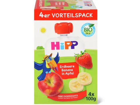Hipp · Gourde souple fraise-banane-pomme 4x100g