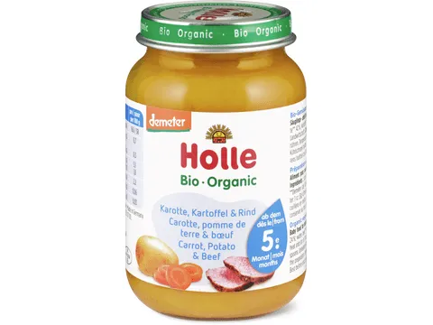 Holle · Carotte, pomme de terre et bœuf · Bio, Demeter, dès le 5e mois 190g