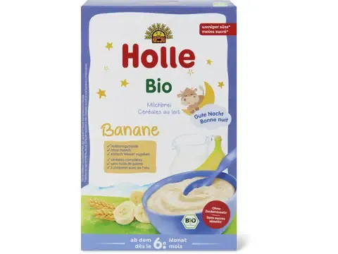 Holle · Céréales au lait banane · Bio, À partir du 6e mois, Sans sucre ajouté 250g