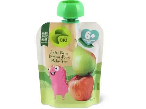 Gourde souple Pomme et poire · Bio, à partir de 6 mois, Sans sucre ajouté 90g