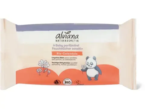 Alviana Naturkosmetik · Lingettes imprégnées pour peaux sensibles · sans parfum 48pcs