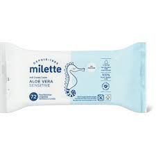 Milette · Lingettes Sensitive Aloe Vera · 0% de parfum 72pces