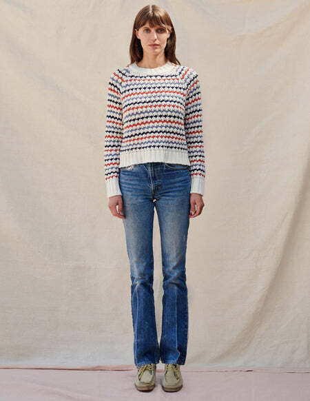 Sundry, Stripe Raglan Sweater, Cream